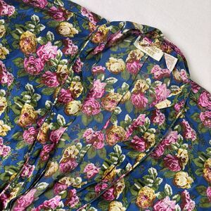 Vintage Victoria's Secret Gold Label Silk Robe Womens One Size Short Teal Floral